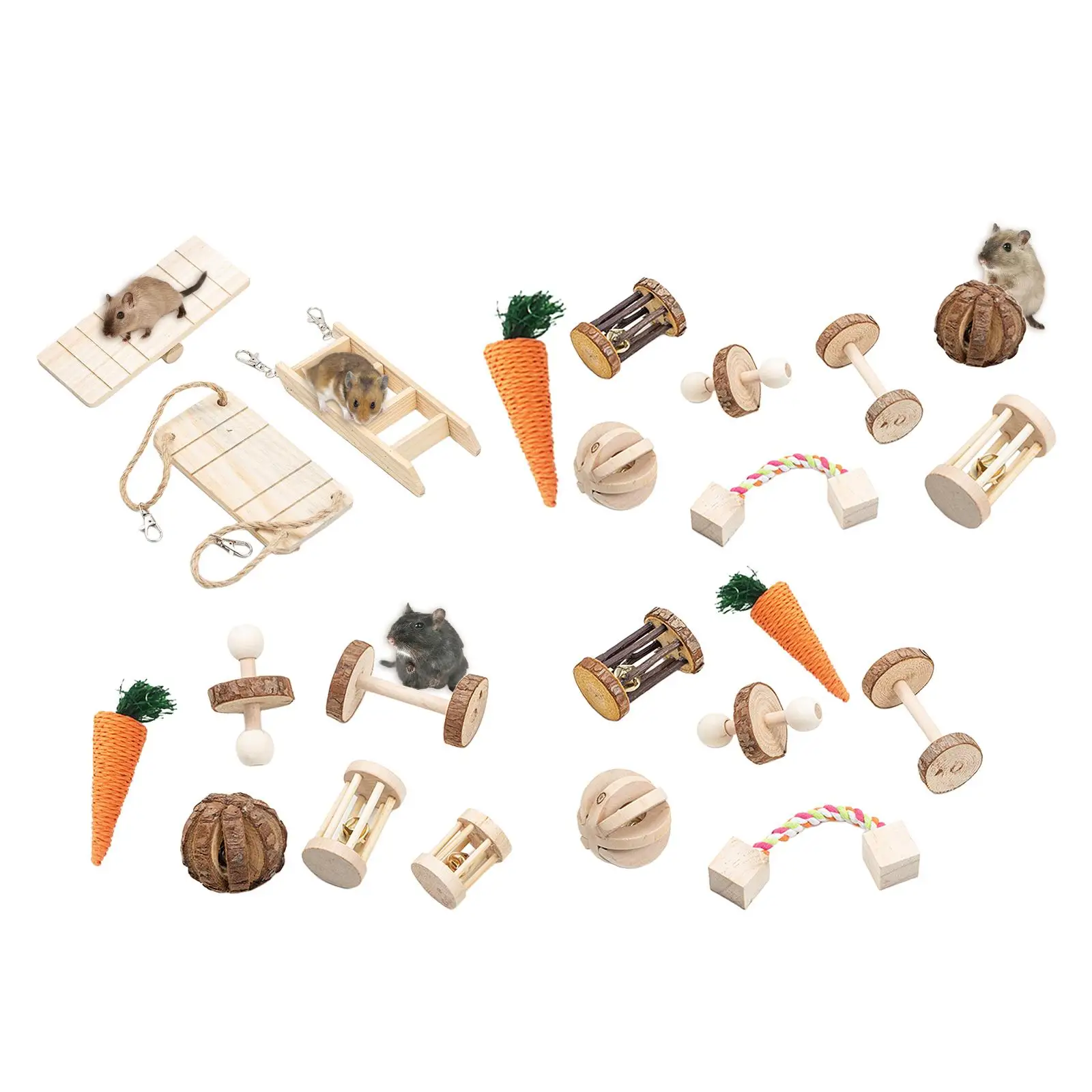 

Hamster Chew Toys Natural Wooden Guinea Pigs Rats Chinchillas Toys Accessories Teeth Care for Small Pets Playing Exercise