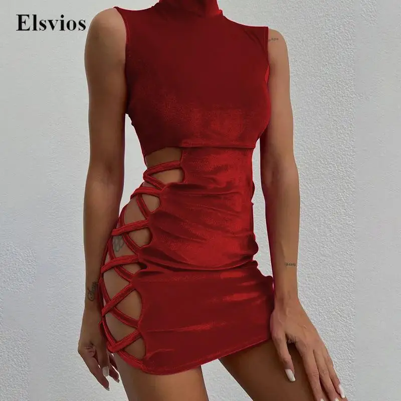 

Весеннее однотонное элегантное бархатное женское облегающее платье, летнее модное мини-платье без рукавов, Сексуальные вечерние платья с в...