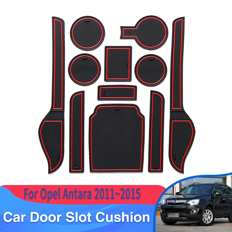 

Car Luxurious Door Groove Mat For Opel Antara 2011~2015 Non-Slip Dirt-proof Pads Anti-dirty Mats Slot Hole Pad Car Accessories