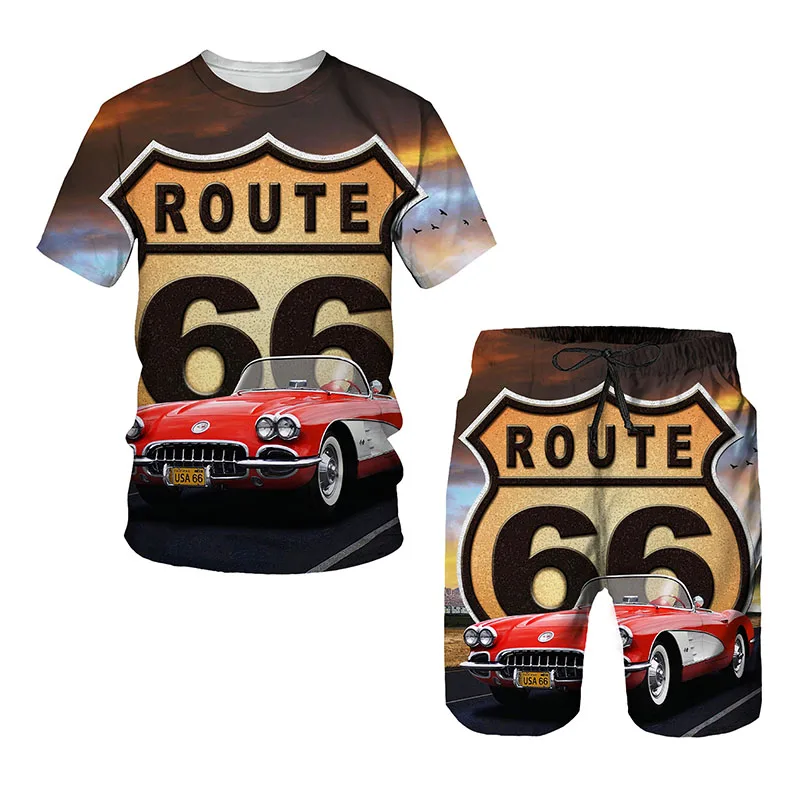 Vintage Car Street Racing Casual ONeck Men Trapsta Short Sleeve 3D Print T Shirt for Men Oversized Tops Style Casual Loose Male