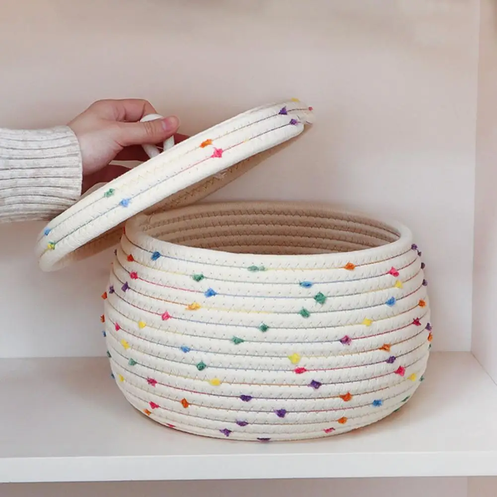 

Unique Fadeless Handmade Cotton Line Practical Large Capacity Sundries Basket Household Storage Basket Anti-wear