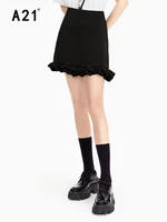 a21 womens high waist black short skirt 2022 summer new fashion vintage slim design stitching pleated a line mini skirts