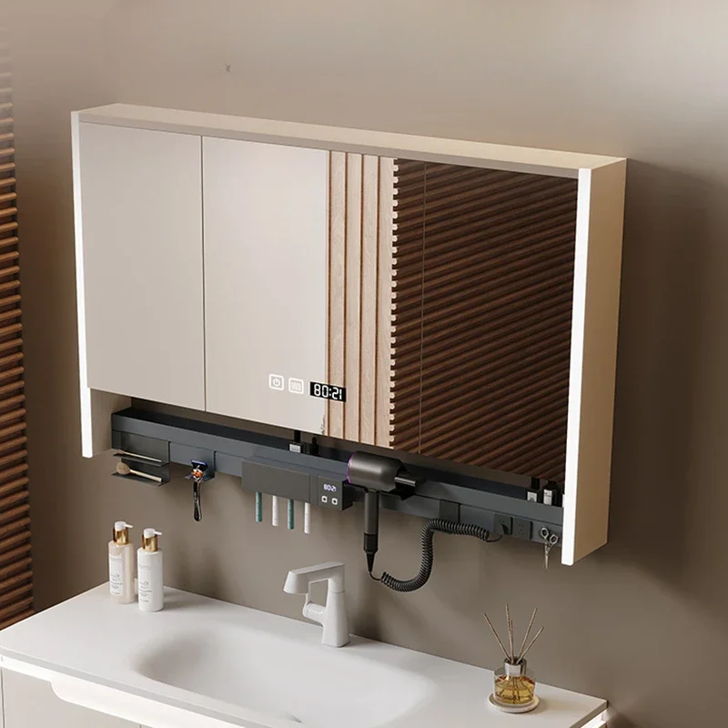 Умный зеркальный шкаф в скандинавском стиле настенный для хранения с подсветкой