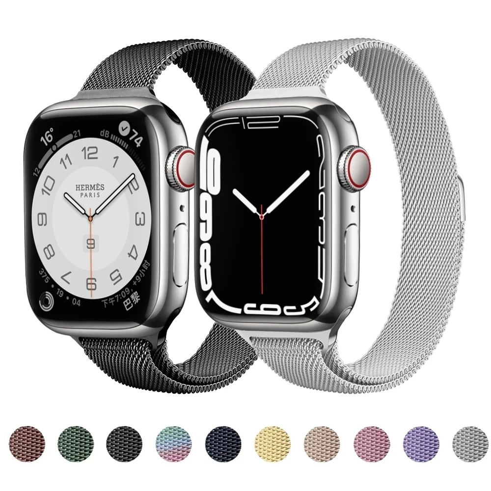 

Тонкий ремешок для Apple watch band 40 мм 44 мм 38 мм 42 мм 41 мм 45 мм, браслет из нержавеющей стали с магнитной петлей для наручных часов iwatch 3 4 5 6 7 se Miss