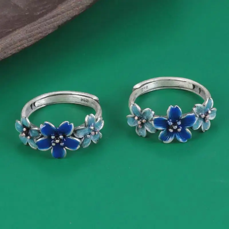

Ring Female Flower Dropping Glue and Oil Dropping Technology Ring Retro Flower Living Ornament