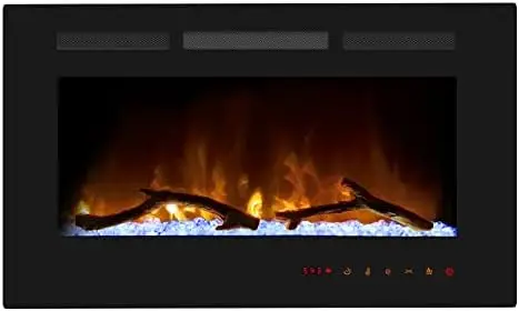 

Inch Fireplace, Recessed Fireplace Insert and Mount Fireplace Heater with Remote & Touch Control, Adjustable Flame Color &