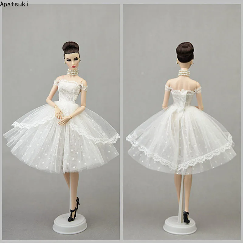 

Белое модное Кукольное платье в горошек для куклы Барби, балетная пачка, наряды для куклы Blythe 1/6 BJD, аксессуары для кукол, игрушки