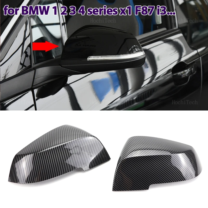 1 пара черных накладок на боковые зеркала в стиле углеродного волокна для BMW серии