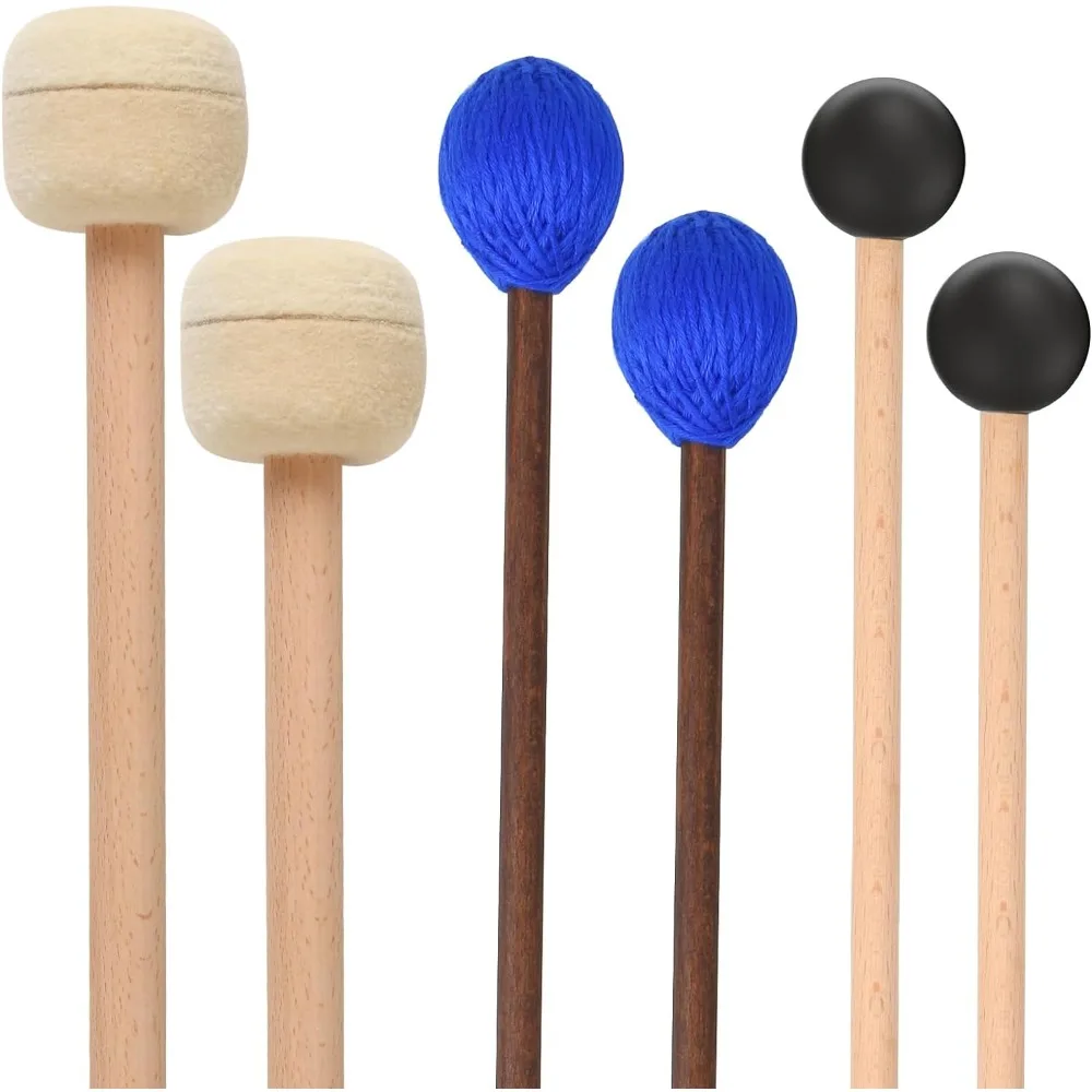 Фото Набор из 6 предметов Marimba Mallet, портативная поющая чаша, молоток, профессиональная барабанная палочка, ударные инструменты, аксессуары №1