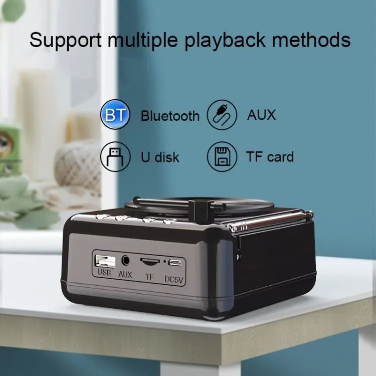 

Креативная Bluetooth-Колонка в стиле ретро, аудио-радио, Hi-Fi звуковые эффекты, очень долгий режим ожидания, портативный Виниловый проигрыватель для помещений в спальне