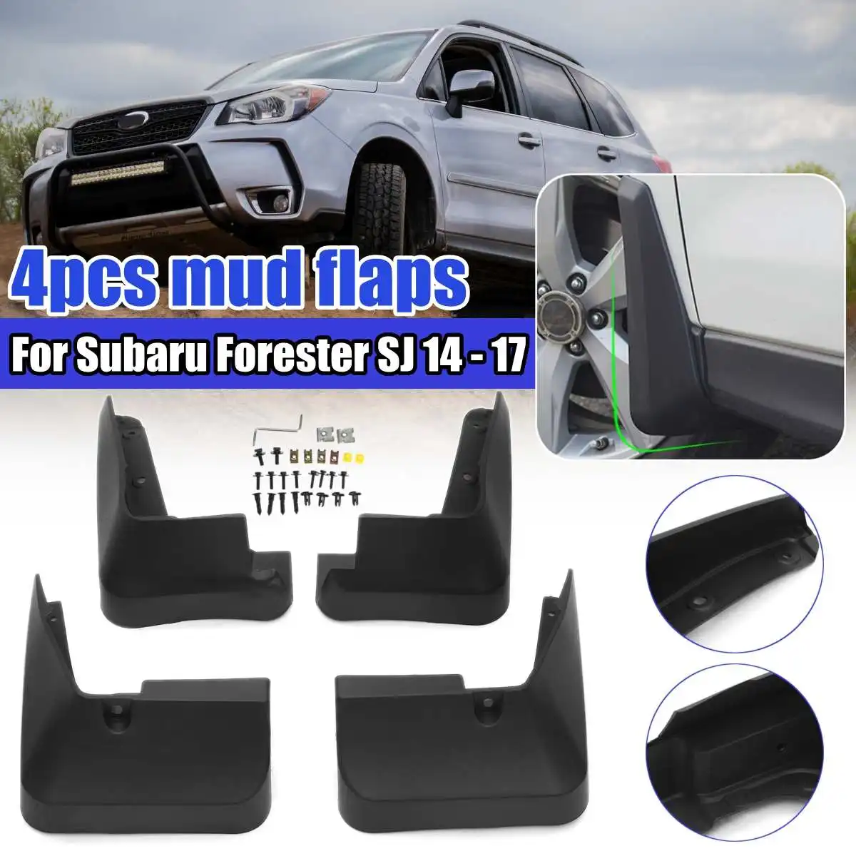

2Pcs Molded Rear Wheel Mud Flaps For Subaru Forester SJ 2014 2015 2016 2017 Mudflaps Splash Guards Mudguards Fender Liner