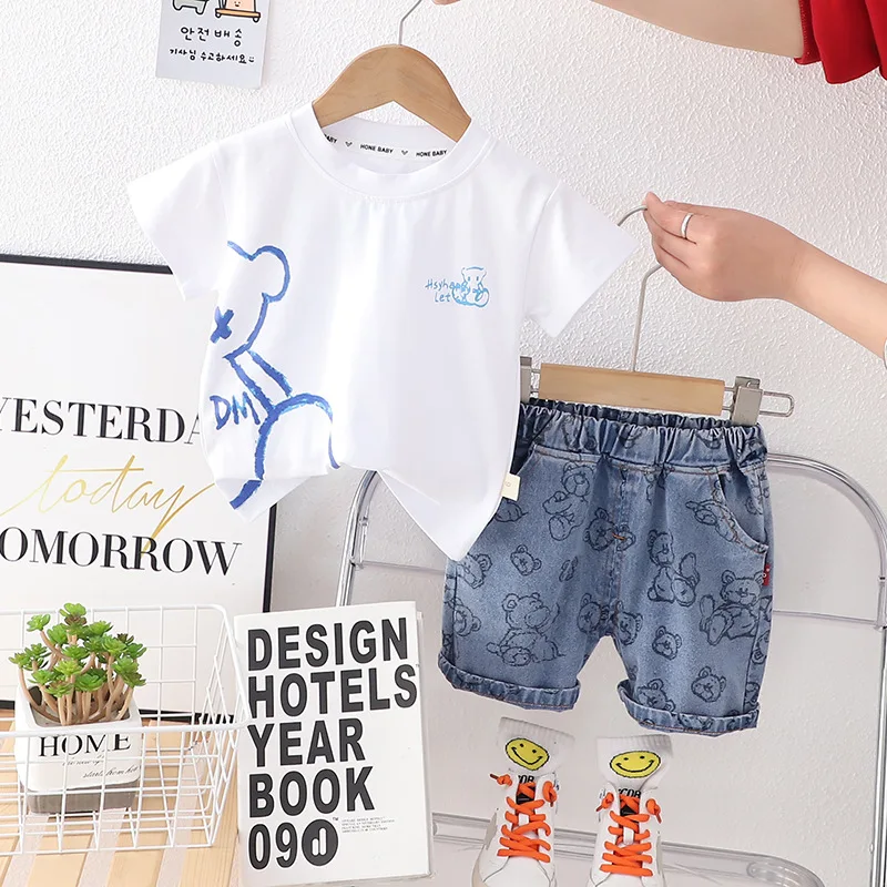 

Summer Baby Boy Boutique Clothing 2023 Cartoon O-neck Short Sleeve T-shirts Tops and Shorts Two Piece Set for Kids Boys Outfit