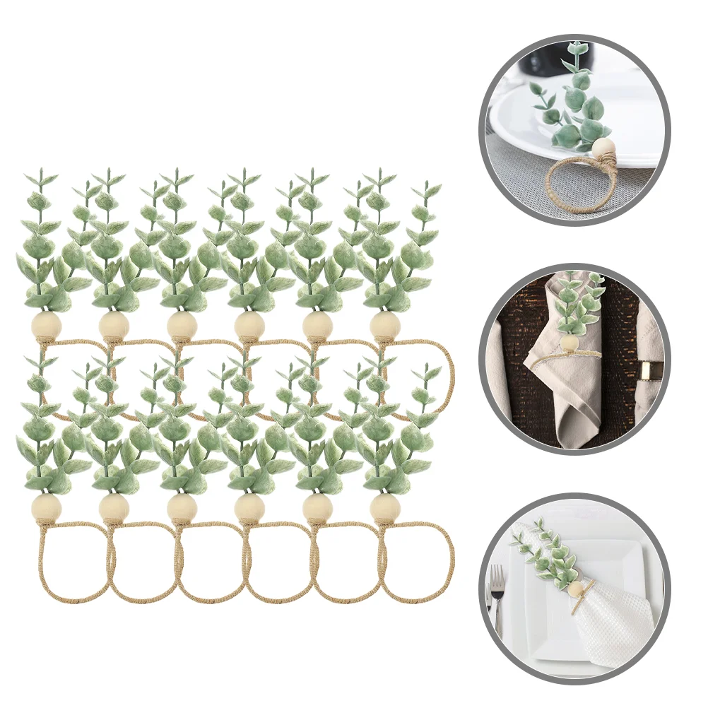 

12 Pcs Dining Table Serviette Buckle Decor Hotel Ring Reusable Napkin Wood Beads Napkins Rings Party Delicate