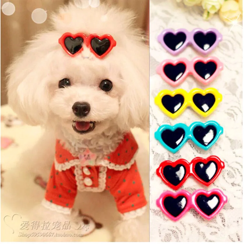 

New Pet Lovely Heart Sunglasses Hairpin Pet Dog Bowknot Puppy Hairpin Cat York Teddy Pet Hair Decoration Pet Products