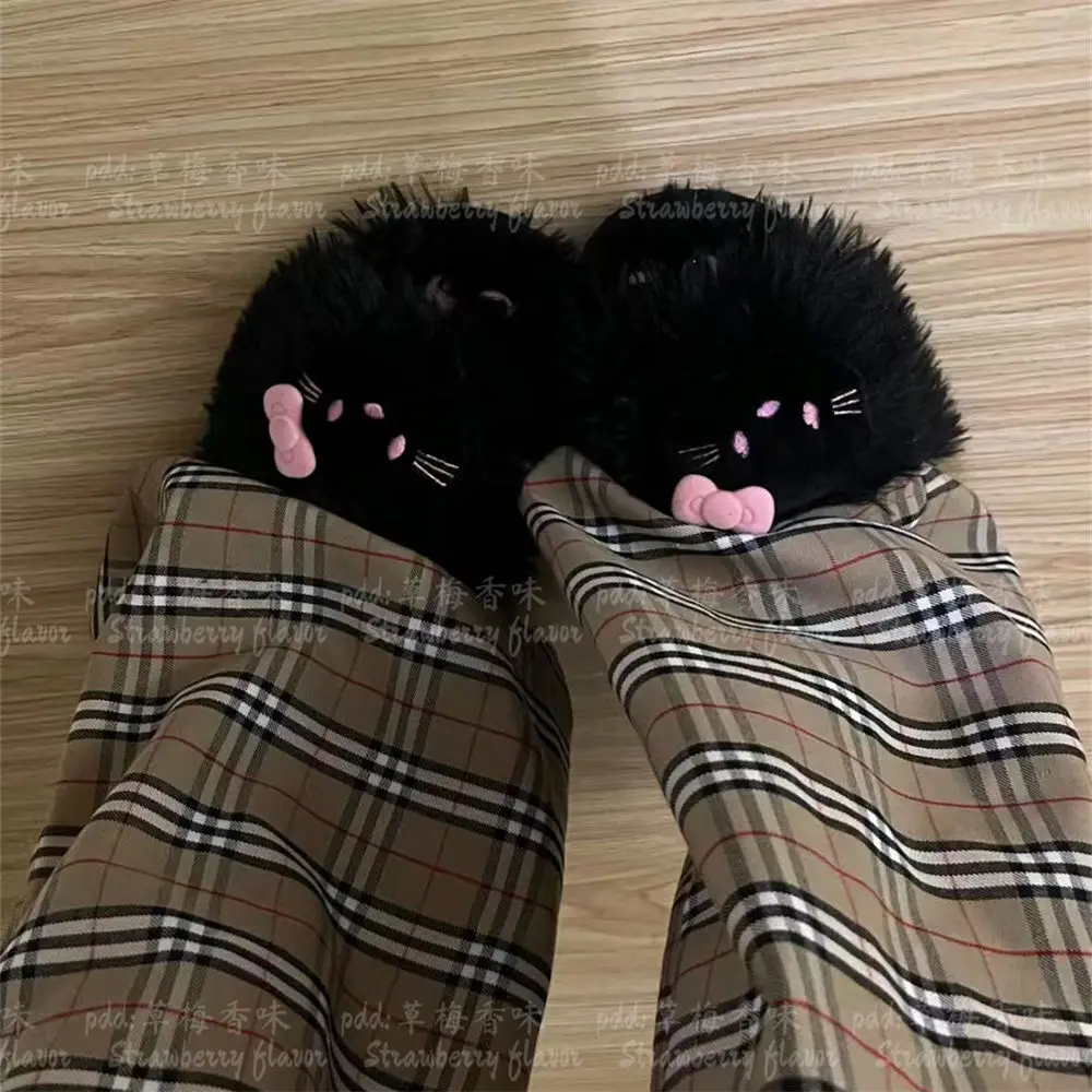Новые корейские милые пушистые тапочки Hello Kitty с высокой красивой плоской