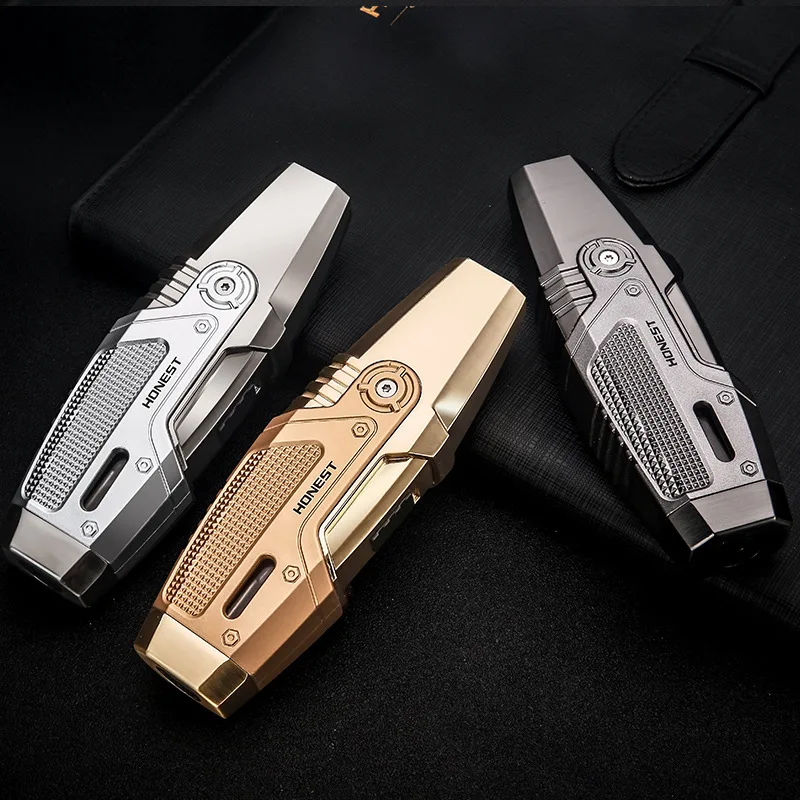 

New Metal Highpressure Jet Double Blue Flame Windproof Lighter High Fire Power Mini Portable Inflatable Lighter Small Spray Gun