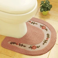 50x50cm toilet pedestal lint rug u shaped bath mats anti slip home floral bathroom carpet decoration bath toilet accessories