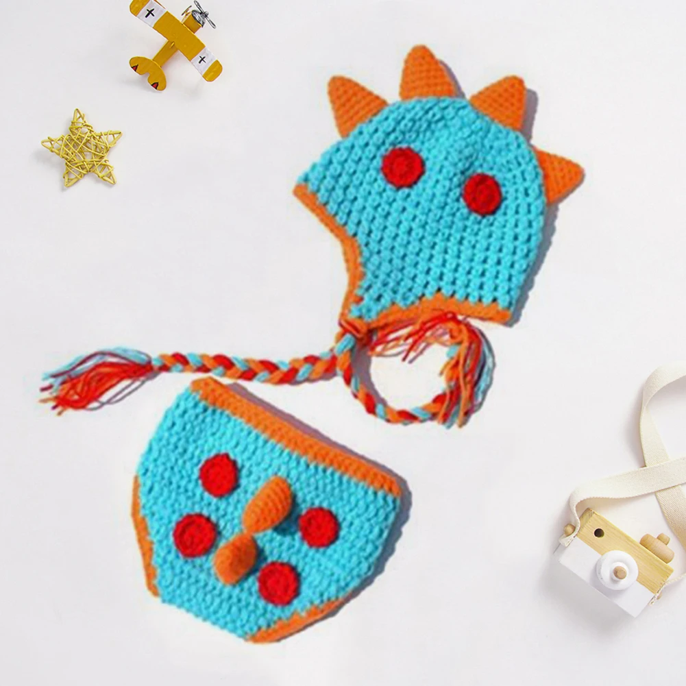 

Cute Baby Baby Unique Hat Cover Set Newborn Dinosaur Clothes Newborn Shorts Photography Knitted Cap Shorts