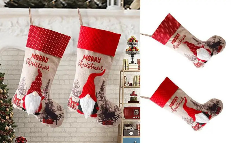 

Декоративные рождественские носки, привлекательные новогодние чулки, рождественский подарок, сумка для конфет, изысканные елочные чулки, украшения