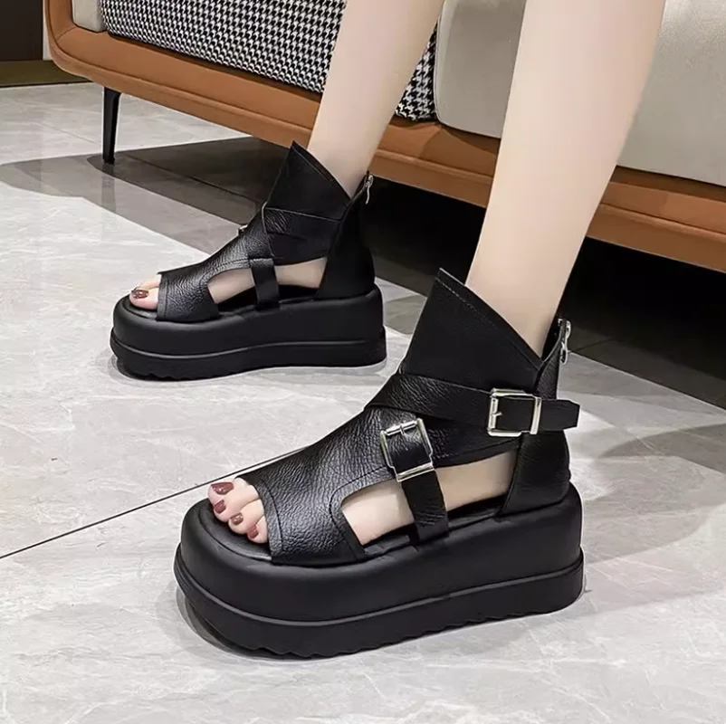 

High-heeled sports sandals women in the summer of 2023 the new Roman fish mouth wedge platform for women's shoes