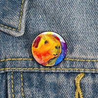 colorful watercolor bubu the guinea pig pin custom funny brooches shirt lapel bag cute badge jewelry gift for lover girl friends