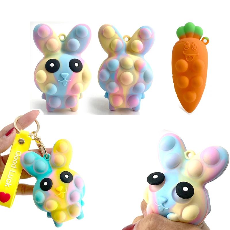 

New Rabbit Decompression Fidget Toys Burst Eye Pop Ball Anti-Stress Relieve Finger Push Bubble Squeeze Toy for Kids Gifts