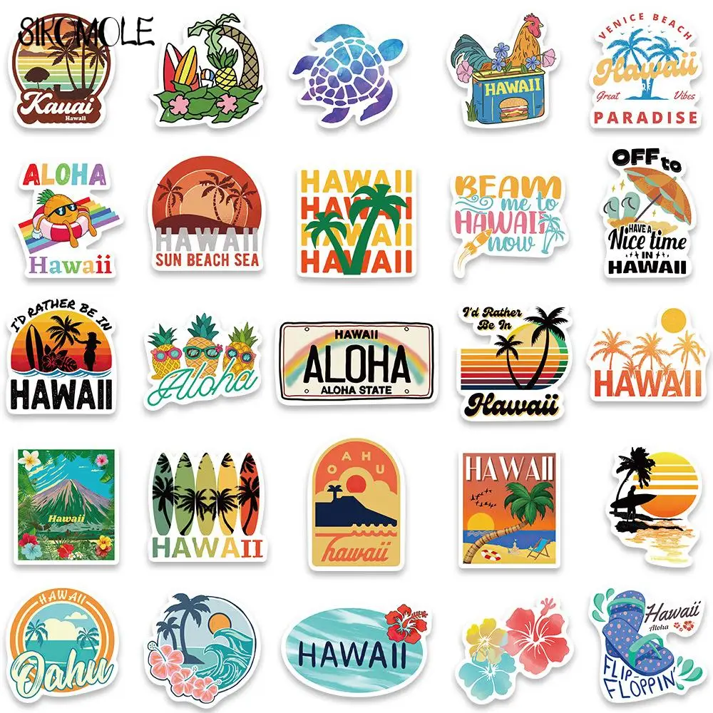10/30/50 шт. Мультяшные Гавайские пляжные и морские наклейки для отпуска ребенка
