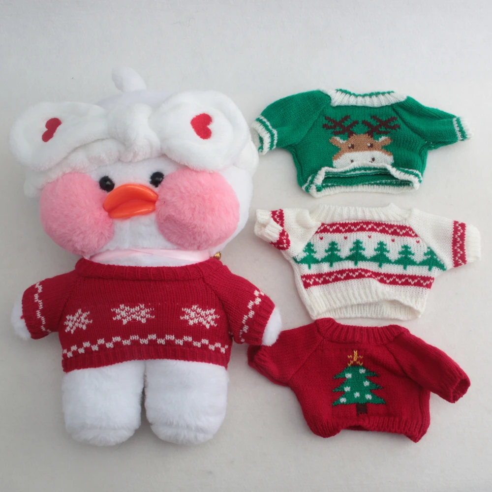 

Cute Xmas Sweater Doll Clothes For 30 Cm Yellow Duck Glasses Kawaii Lalafanfan Duck Accessories Dress Up Children's Toys Gift