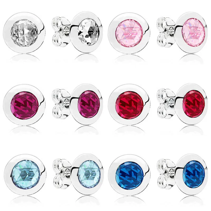 925 Sterling Silver Earring Signature Sparkling Legacy Earring With Colorful Crystal For Women DIY Gift Pandora Jewelry