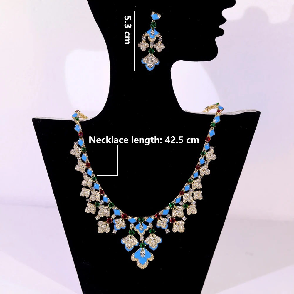 Модные комплекты ювелирных изделий женские роскошные кисточки цирконовый кулон