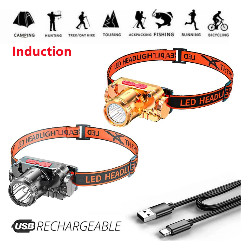 

LED Induction Head Light Torch Lamp Headlamp Rechargeable Flashlight 10000 Lumens 3 Modes Portable Night Warning Head Torch