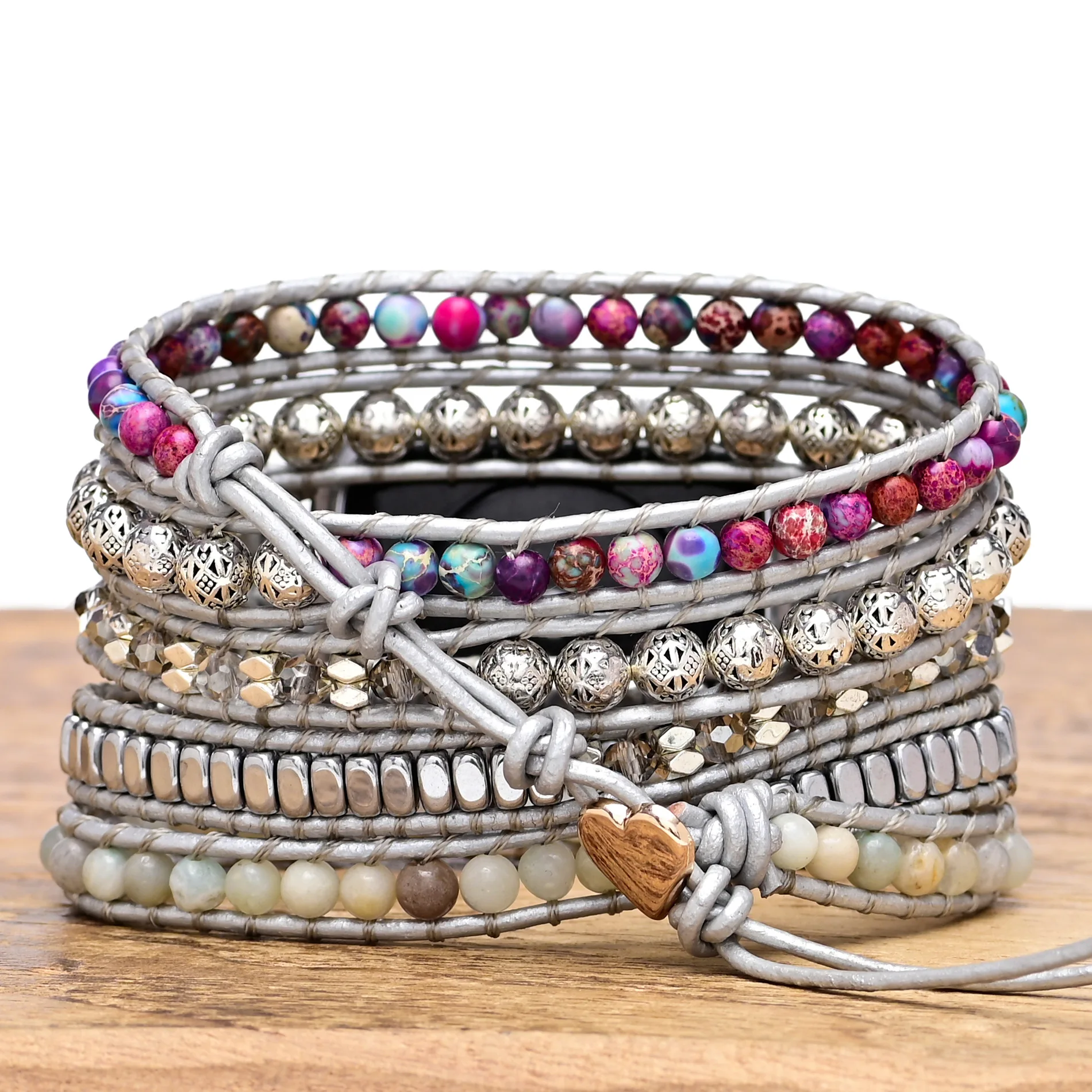 Natural Stone for Apple Watch Strap 38mm/45mm Bohemia Beaded Band Smartwatch Wrist Bracelet for Iwatch Series 7 Accessories