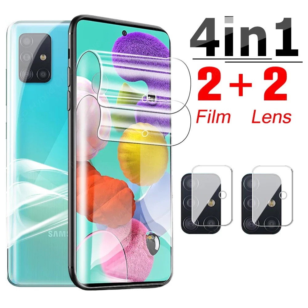 

4-in-1 Protective Hydrogel Film For Samsung Galaxy A51 M51 Screen Protector On A5 A 5 1 A515F M 51 Camera Lens Back Protection