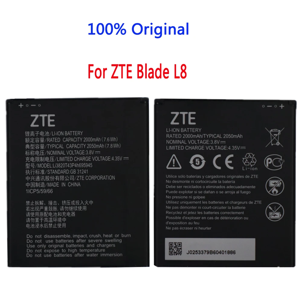 

100% New Original For ZTE Blade L8 Battery Li3820T43P4h695945 2050mAh For ZTE Blade A3 2019 Batteries High Quality