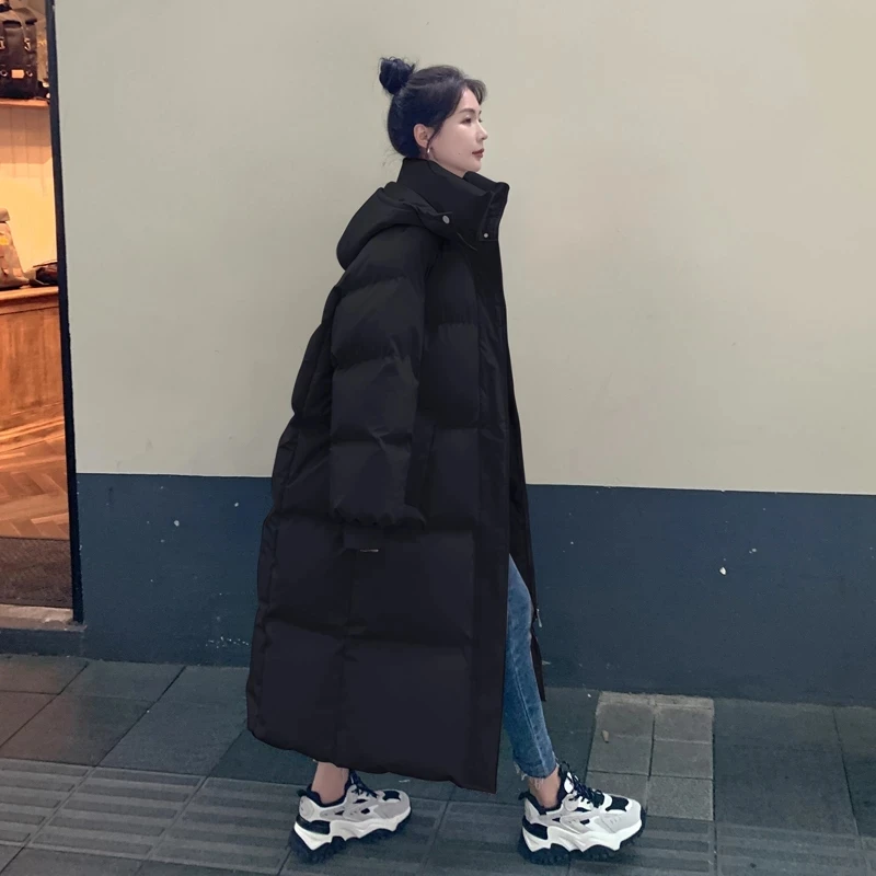 2023 Women's Winter Parka Warm Long Hooded Down Cotton Padded Coat Solid Korean Style Fashion Puffer Winter Jacket for Female