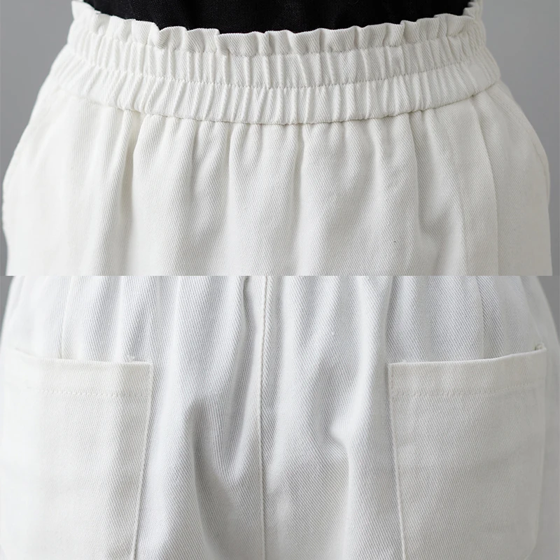 Women Cotton Shorts Skirts 2023 New Summer Korean Style High Waist Oversized Fake Two Pieces A-Line Casual Loose Wide Leg Pants