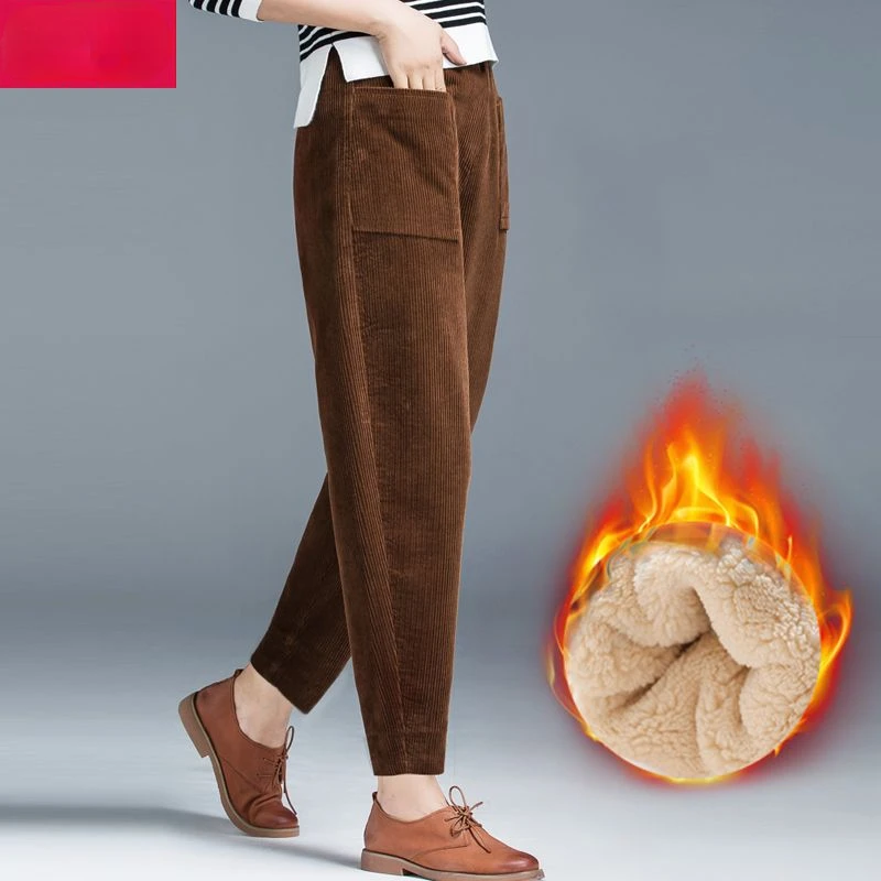 

Corduroy Pants Women Autumn Winter Korean Loose Casual Pants Plush Velvet Harem Trousers Thicken Warm Women's Pantalones E873