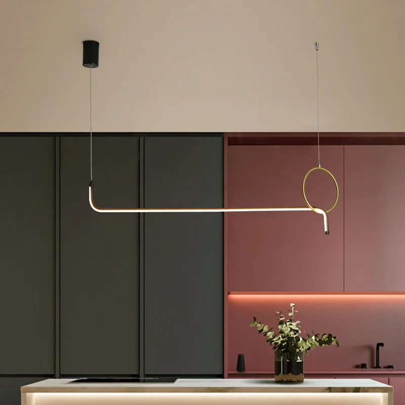 

Настенные светильники, Современный Креативный дизайн, черная Подвесная лампа для столовой, гостиной, кухни, островка, регулируемая длина, подвесной светильник