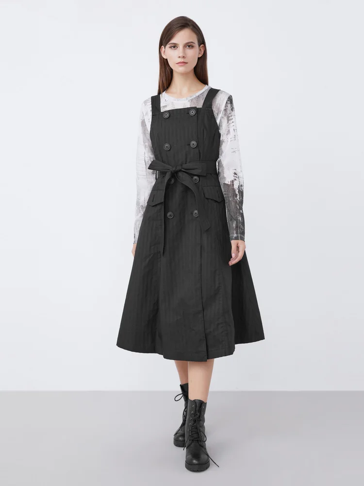 Sdeer SINCEREDO Женская одежда Весенне-осенняя Ретро повседневное двубортное платье с