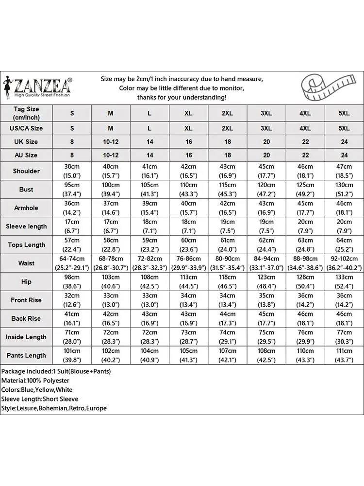 Костюм ZANZEA женский из футболки и брюк с вышивкой