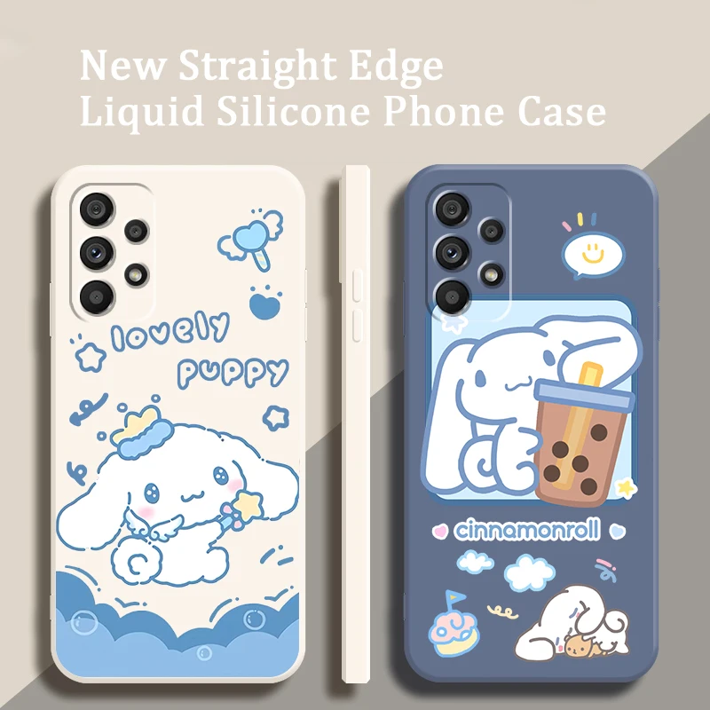 

Cinnamoroll Sanrio Cartoon Liquid Rope Funda Phone Case For Samsung A73 A53 A33 A52 A32 A23 A22 A71 A51 A21S A03S A50 A30 5G