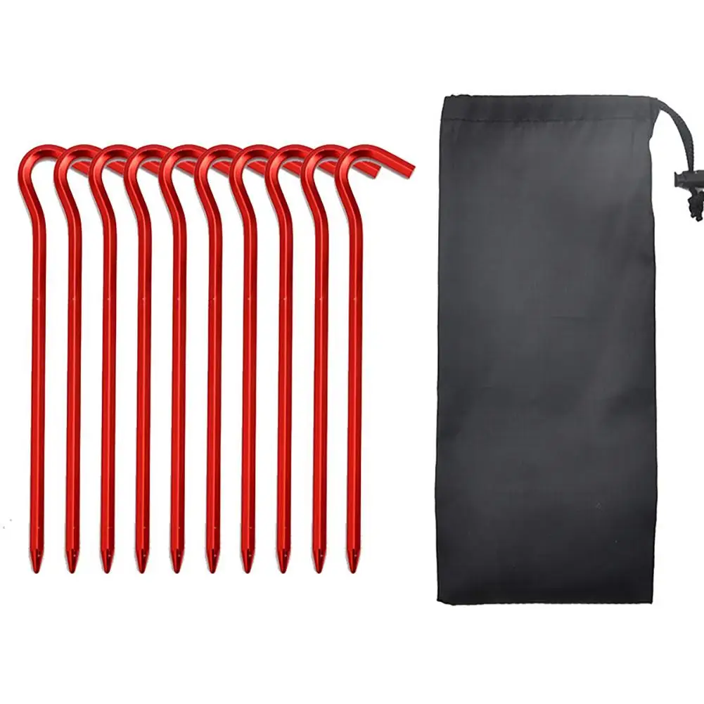 

Tent Pegs Aluminum Alloy Ground Nail With Windproof Rope Buckle Set For Hammock Camping Awning Canopy