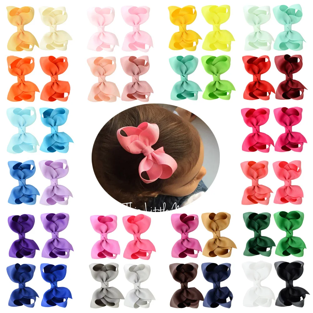 

1piece Solid Hair Bows With Clip For Cute Baby Girls Mini Boutique Plain Knot Ribbon Bows Hairpin Headwear Hair Accessories