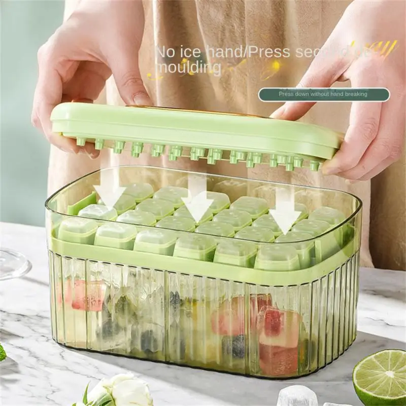 

Mold Household Dustproof Food Grade Easy Demoulding Silicone Ice-making Tool Pressing Ice Box Large Capacity Ice Tray