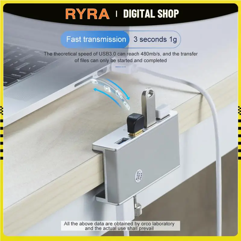 

RYRA Aluminum 4 USB 3.0 HUB Desktop With Power Supply Super High Speed Expansion 5GBPS Data Transmission Suitable For Laptop