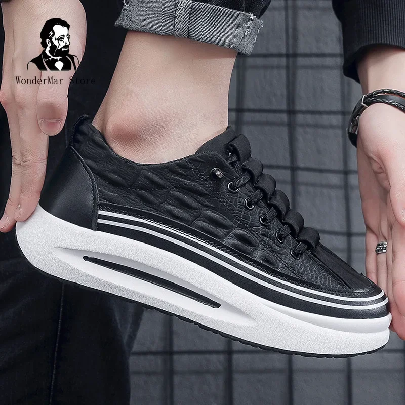 

Мужские туфли на платформе, тонкие дышащие, Повседневная модная обувь с открытым носком