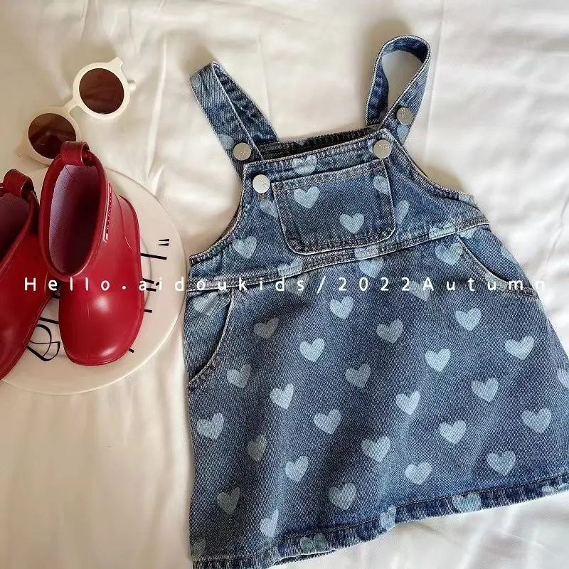 

2023 Children Sets T-shirts Pullover Overall Dress A-line Above Knee Length Print New Korean Fashion Designable Casual Cool