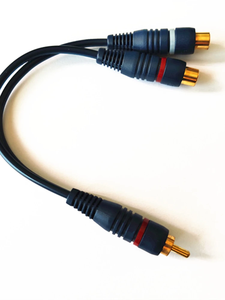 

2 RCA Female to 1 RCA Male Splitter Cable Audio Splitter Speaker Gold Cable Cord Line cooper Wire Distributor Converter