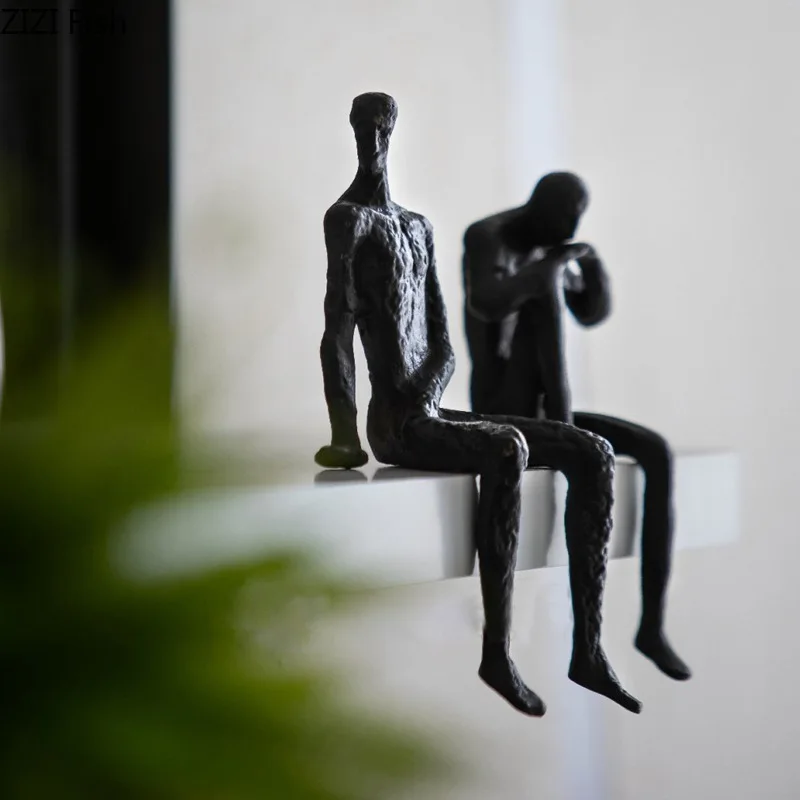 

Минималистичная черная/Золотая скульптура, украшения для стола, современный дизайн, креативные поделки из сплава, абстрактная фигурка, статуя