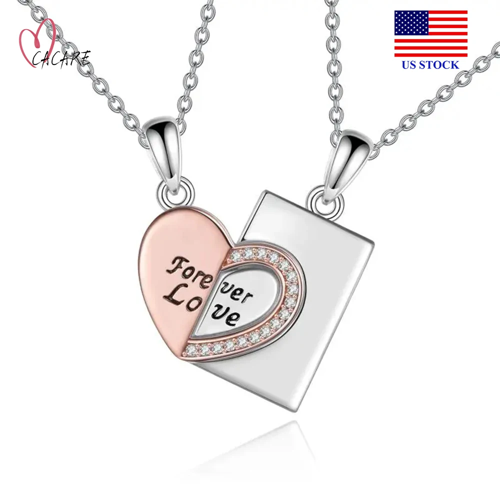 

Sterling Silver Heart Pendant Necklace Couples Matching Christmas Jewelry Gifts for Women Girls Girlfrind Ideas F0264 US STOCK